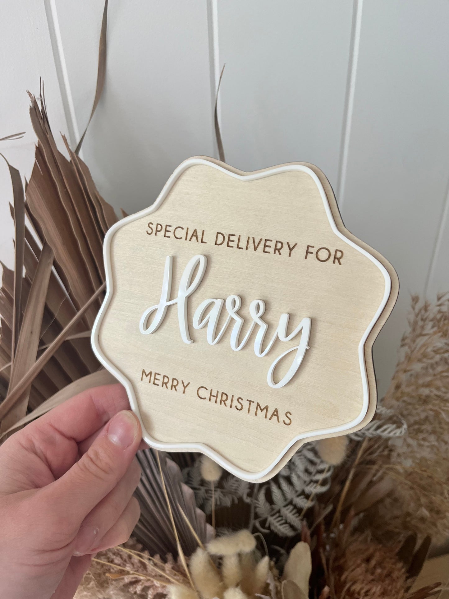 PLAQUE ONLY | Personalised Christmas Crate Plaque | First December Box | Christmas Eve Box | Gift Box Plaque