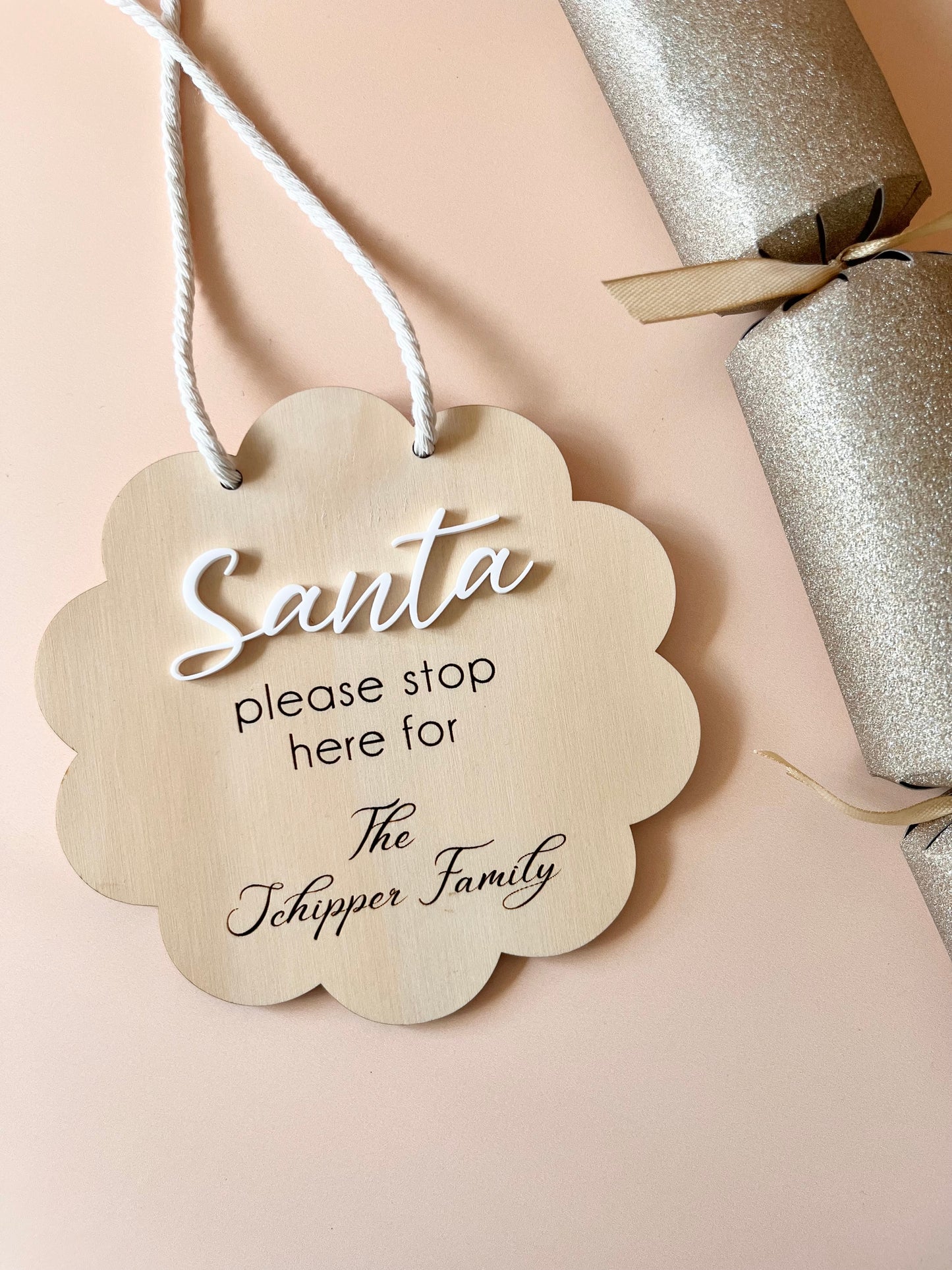 Personalised Santa Stop Here Sign | Christmas Decor | Christmas Sign