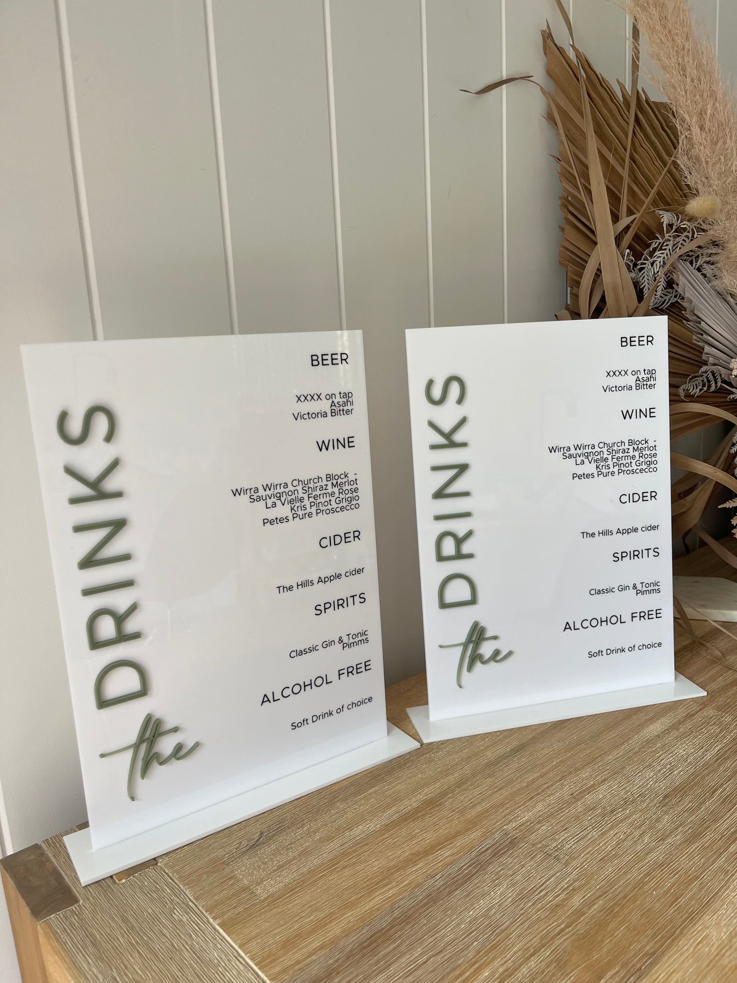 Acrylic Bar Menu Signage | Personalised Event Signage