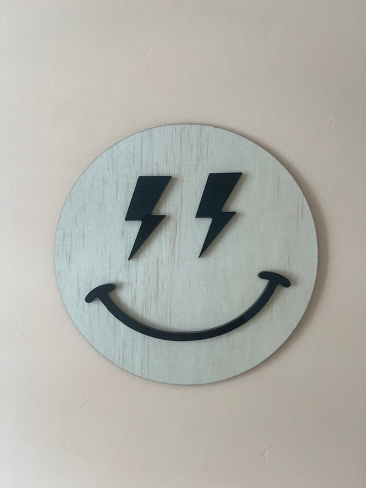 Retro Lightning Bolt Face Sign